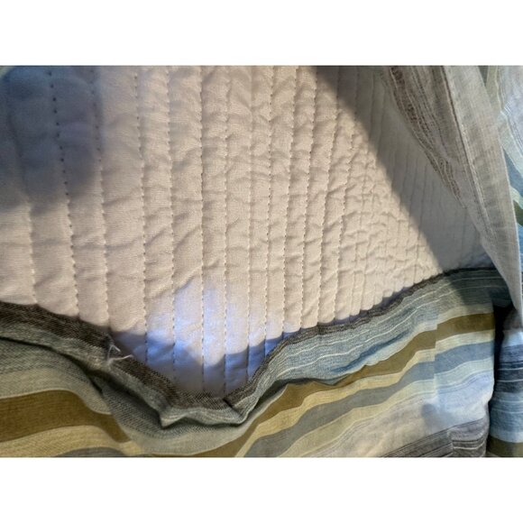 Pair of Quilted Stripped Cotton King Pillow Shams Boho Coastal Cottage Daybed - Picture 5 of 14